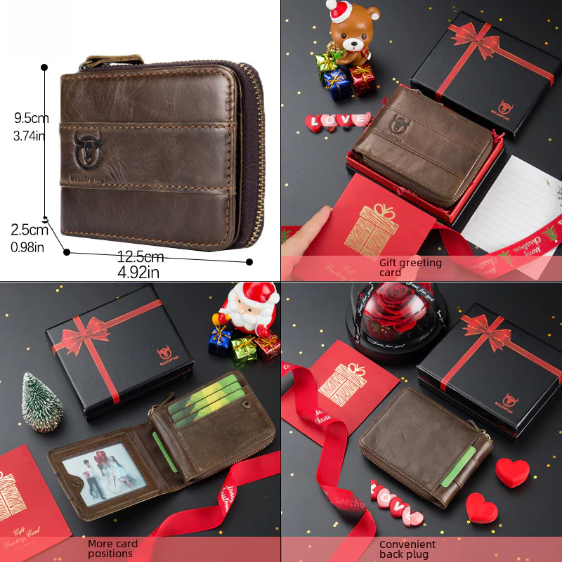 Genuine Top Layer Cowhide Leather Wallet With Gift Box - Image 3