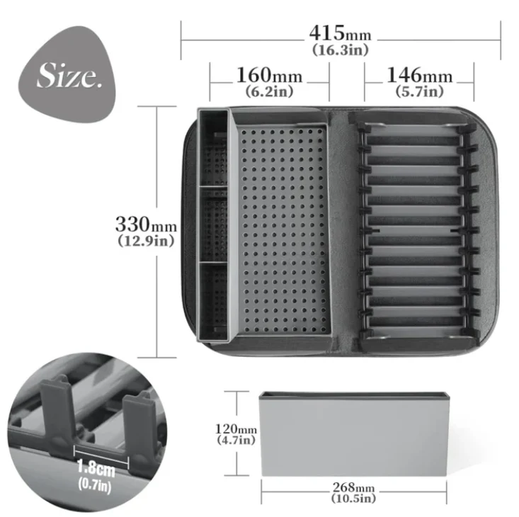 Collapsible Dish Drying Rack with Absorbent Microfiber Mat - Image 3