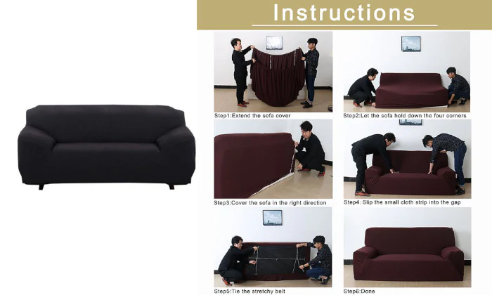 Fine Living Velvet 3 Seater Couch Cover - Black - Image 3
