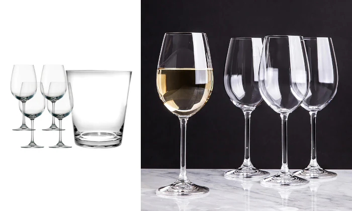 4 Wine Glasses 430ml & 1.5 Litre Glass Ice Bucket -  Wine Gift Set - Image 2