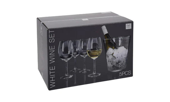 4 Wine Glasses 430ml & 1.5 Litre Glass Ice Bucket -  Wine Gift Set - Image 3