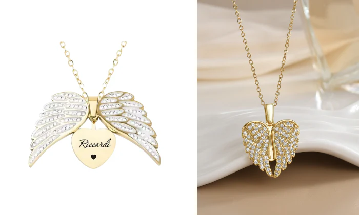 Zircon Love Wings Openable Pendant Necklace