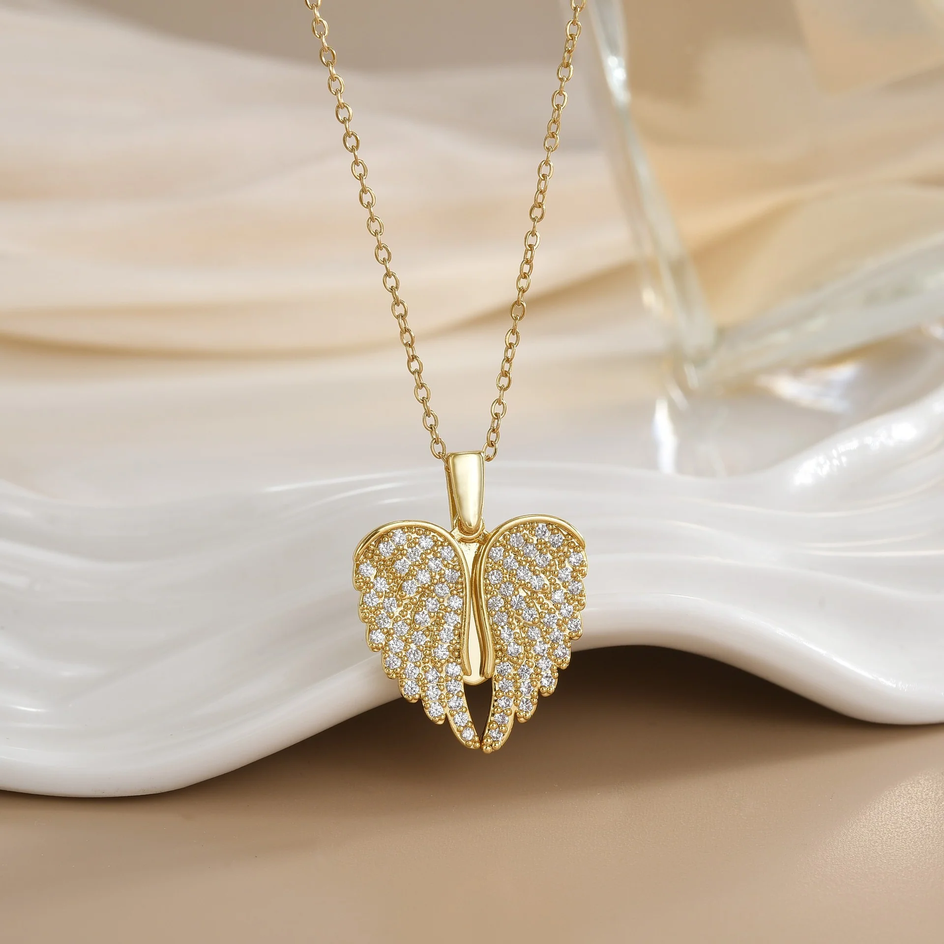 Zircon Love Wings Openable Pendant Necklace - Image 6