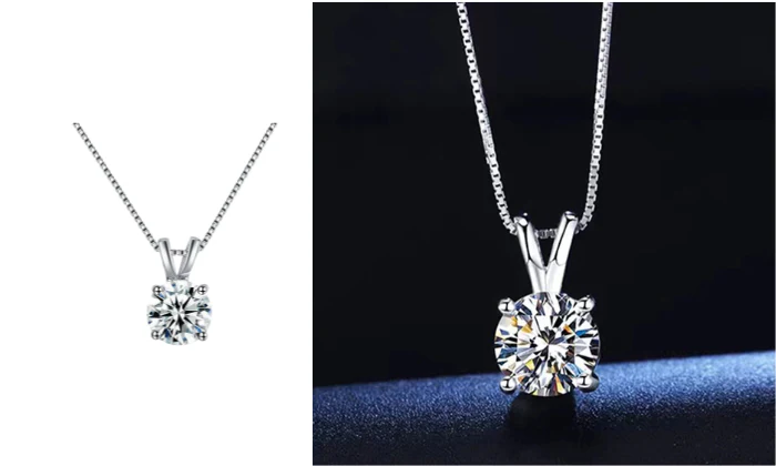 Sparkling 2ct Zirconia or Moissanite Sterling Silver Necklace
