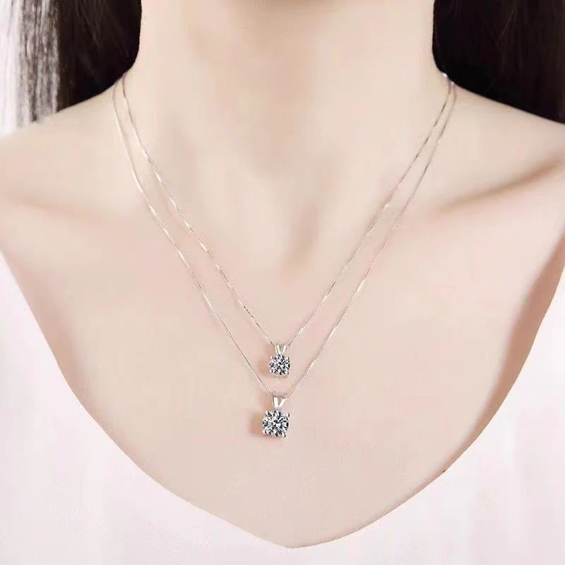 Sparkling 2ct Zirconia or Moissanite Sterling Silver Necklace - Image 5
