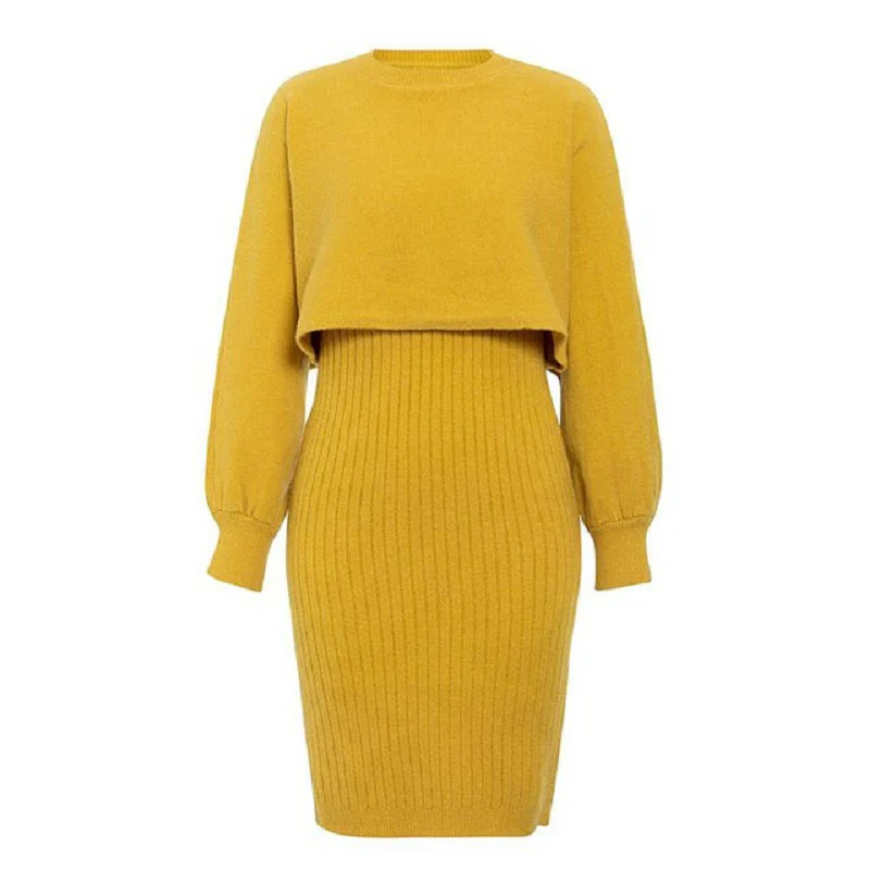 Women's Knitted 2-Piece Set – Bodycon Dress & Crop Sweater - Image 10