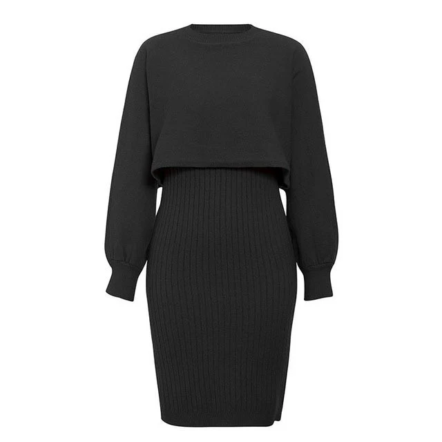 Women's Knitted 2-Piece Set – Bodycon Dress & Crop Sweater - Image 11