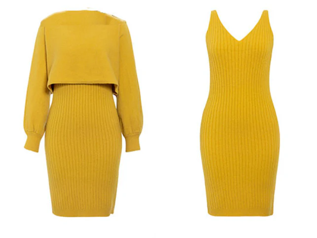 Women's Knitted 2-Piece Set – Bodycon Dress & Crop Sweater - Image 12