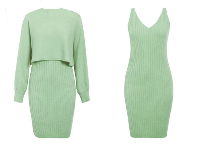 Women's Knitted 2-Piece Set – Bodycon Dress & Crop Sweater - Image 15