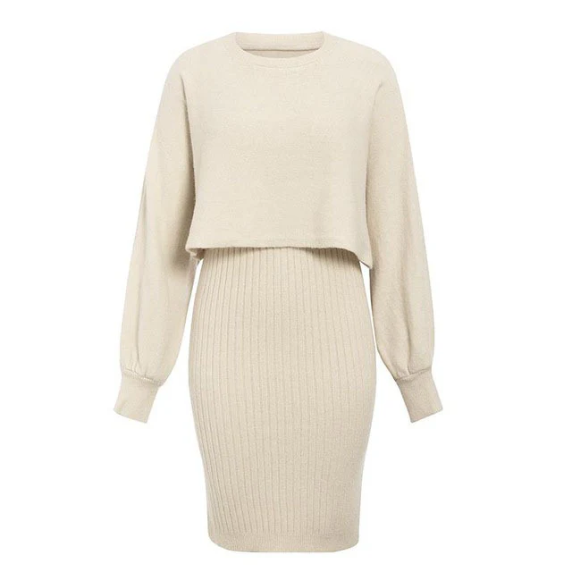 Women's Knitted 2-Piece Set – Bodycon Dress & Crop Sweater - Image 9