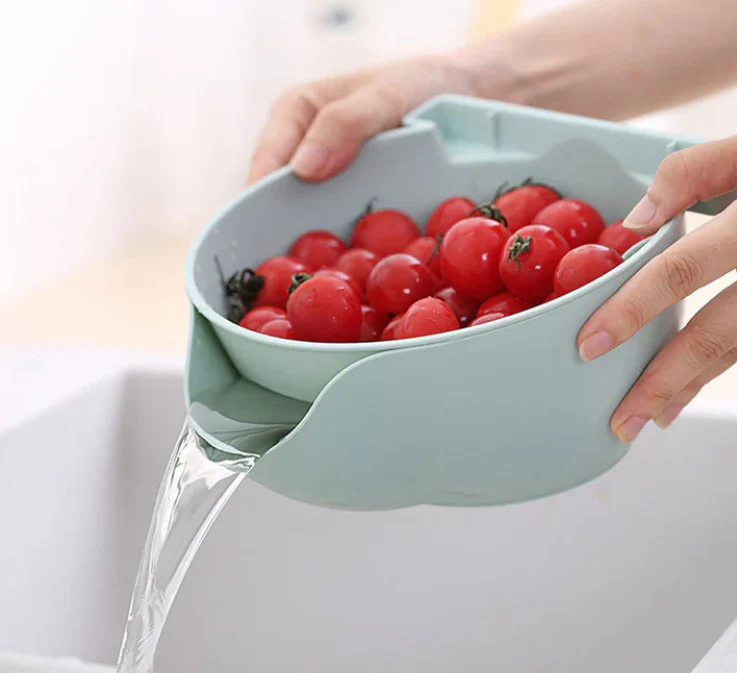 Double-Layer Draining Snack Bowl with Phone Holder - Image 3