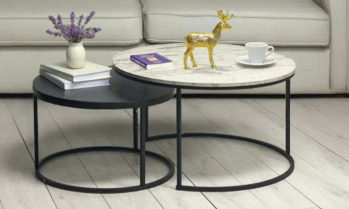 Eclipse Nesting Tables - Black/White Marble