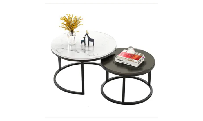 Eclipse Nesting Tables - Black/White Marble - Image 2
