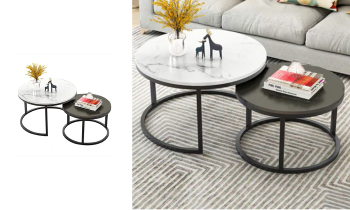 Eclipse Nesting Tables - Black/White Marble - Image 3
