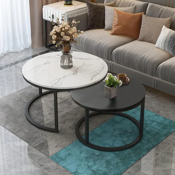 Eclipse Nesting Tables - Black/White Marble - Image 6