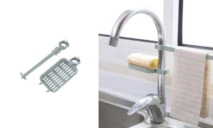 Fine Living -Kitchen towel And Sponge holder - White