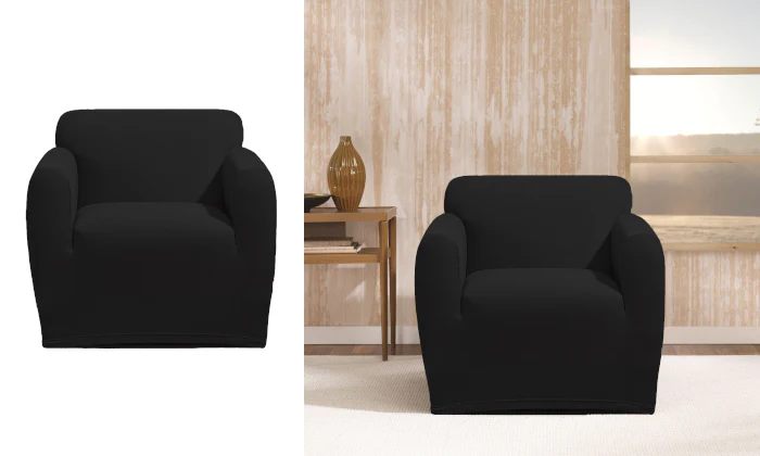 Fine Living Velvet Single Couch Cover - Black - Image 2