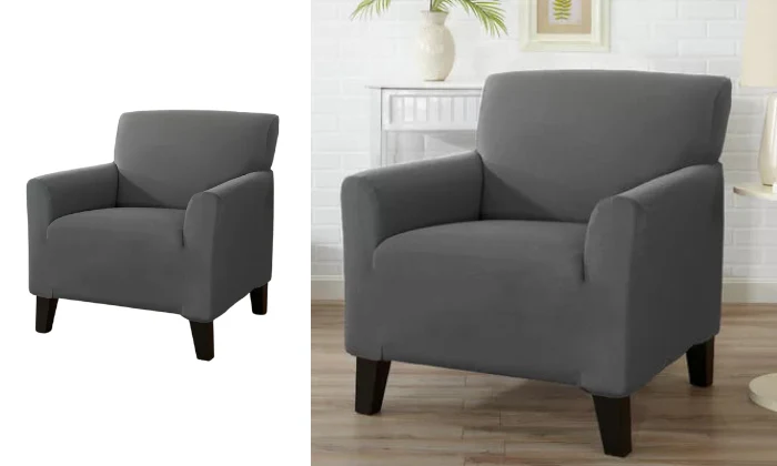 Fine Living Velvet Single Couch Cover - Dark Grey - Image 2