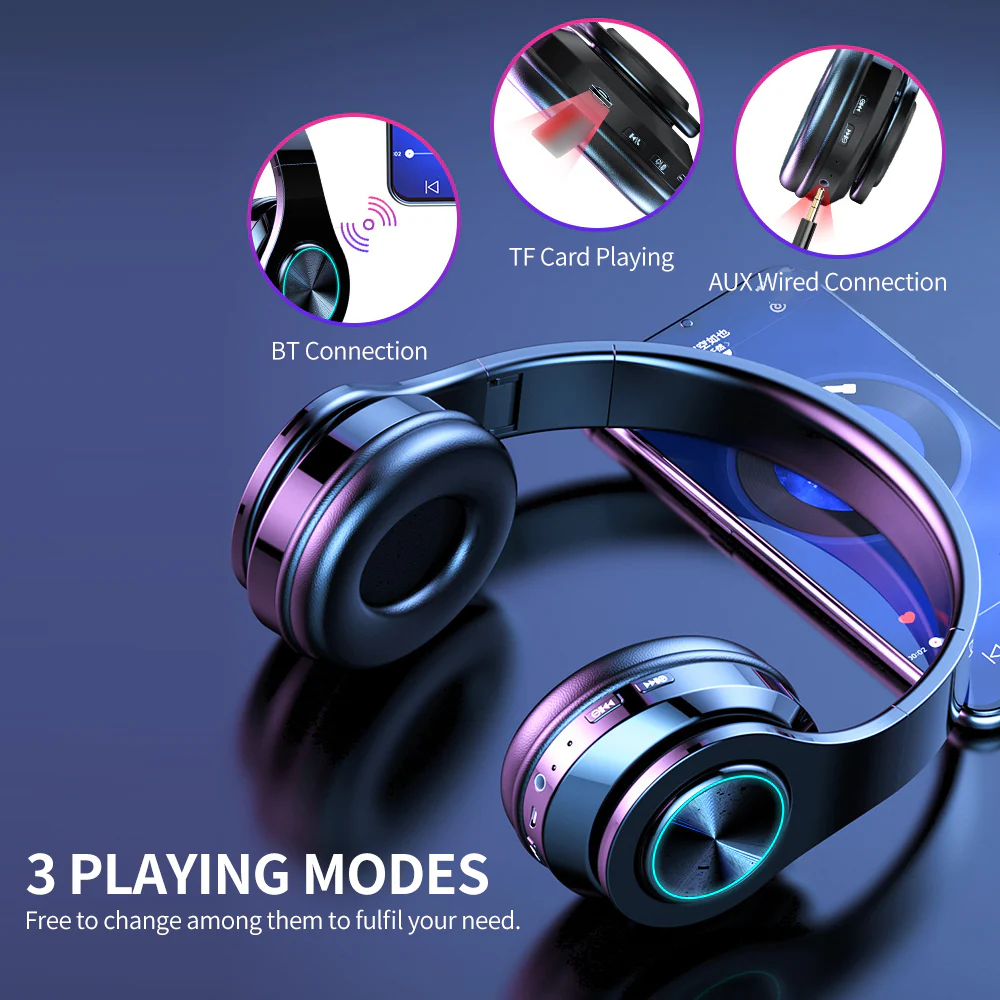 BT 5.0 Luminous Foldable Wireless Headset - Image 6