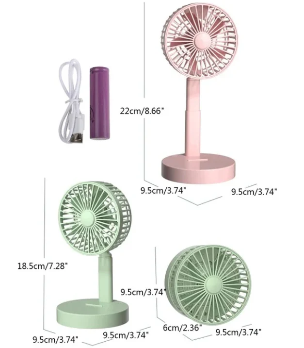 Foldable Telescopic Rechargeable Mini Fan – Desktop/Portable - Image 2