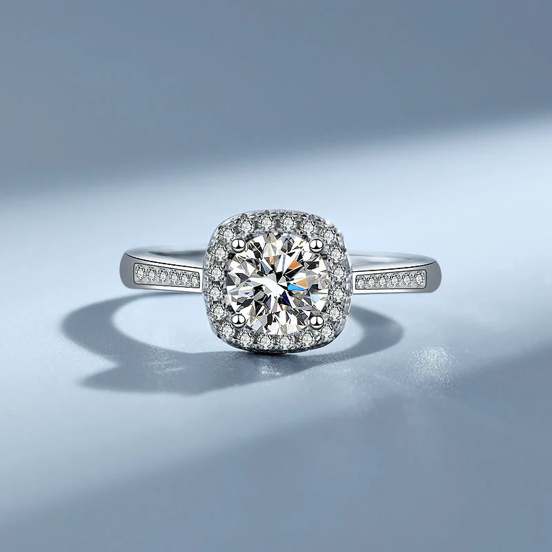 s925 Platinum-Plated Zirconia Halo Ring - Adjustable - Image 4