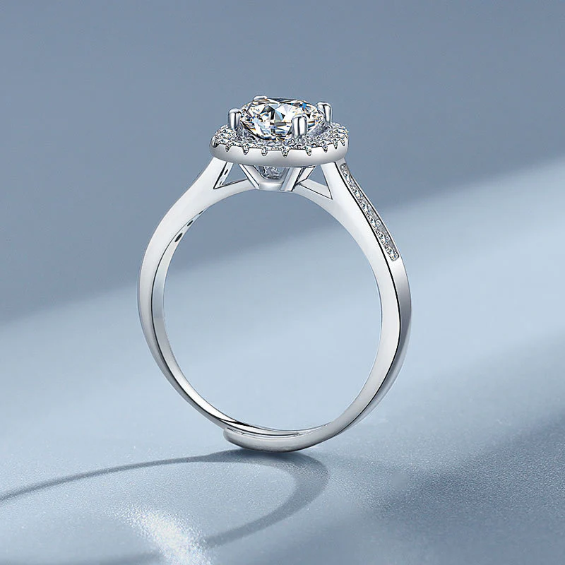 s925 Platinum-Plated Zirconia Halo Ring - Adjustable - Image 5