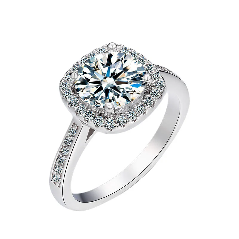 s925 Platinum-Plated Zirconia Halo Ring - Adjustable - Image 6
