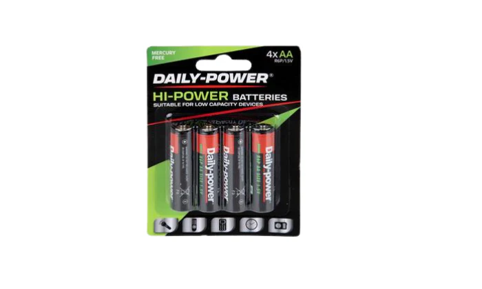 High Power AA Batteries (R6P, Pack of 4)