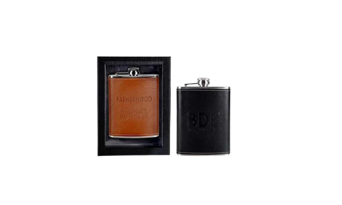 Hip Flask S/S W/Pu Leather Dad 220Ml