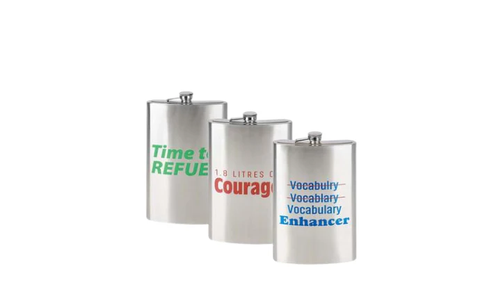 Hip Flask S/S W/Words 27Cm 1.8
