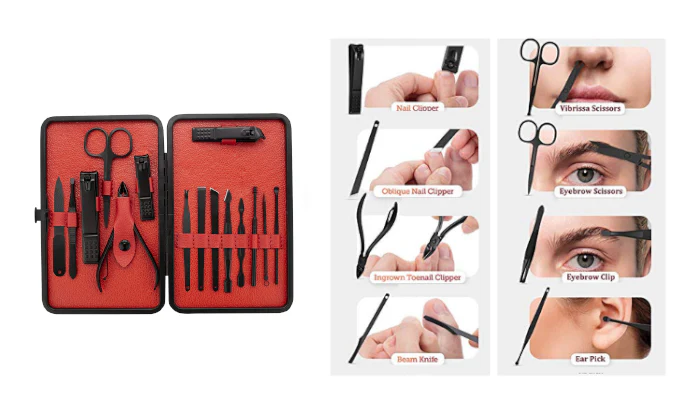 Jack Brown 15-Piece Manicure Pedicure Professional Nail Clipper Kit Set - Image 2