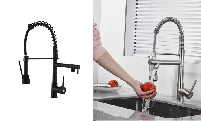 Jack Brown Industrial Style Pull Down Kitchen Mixer Tap - Dual Water System
