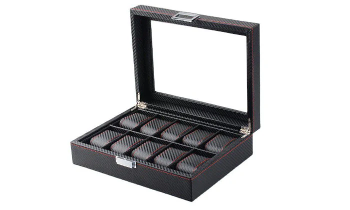 Jack Brown Luxury 10-Slot Carbon Fiber Watch Display Box