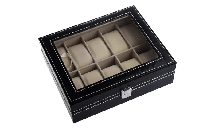 Jack Brown Luxury 10-Slot PU Leather Watch Display Box - Black - Image 4