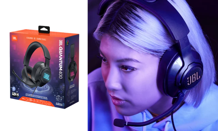 JBL Quantum 400 USB Wired Over-Ear Gaming Headset With Game-Chat Dial
