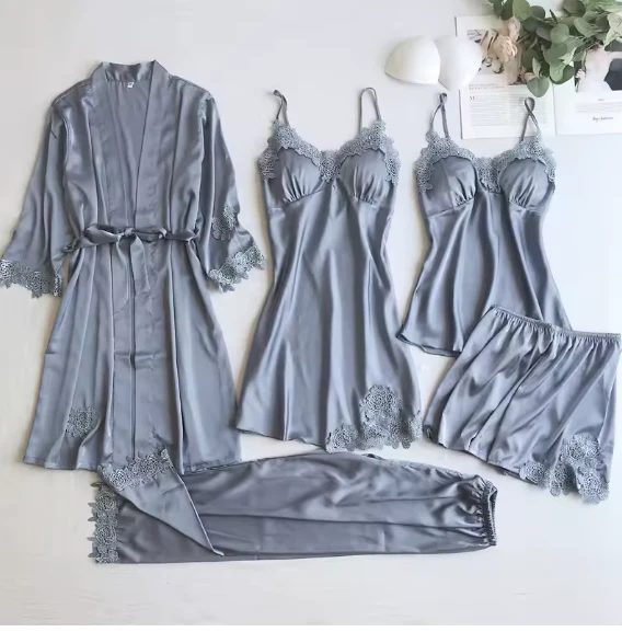 5-Piece Ladies Sexy Pajama Sets - Various Colours - Image 4