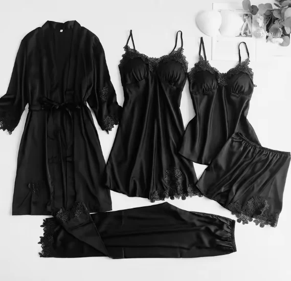 5-Piece Ladies Sexy Pajama Sets - Various Colours - Image 5