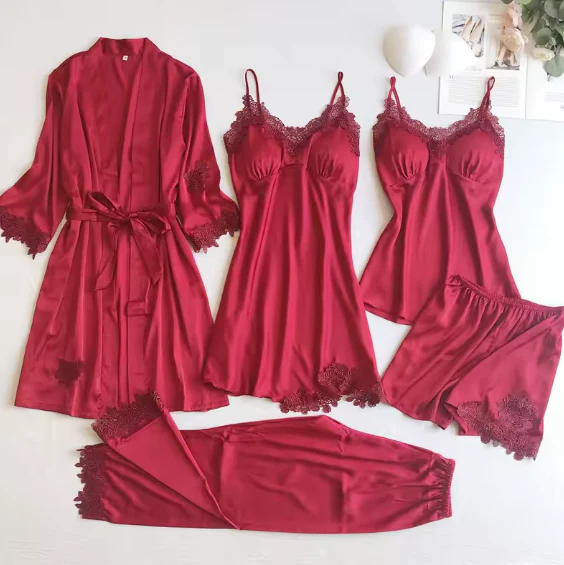 5-Piece Ladies Sexy Pajama Sets - Various Colours - Image 8