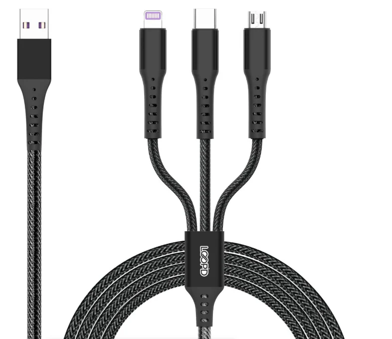 LOOPD 3-In-1 Multi Cable 1.2M - Black - Image 3