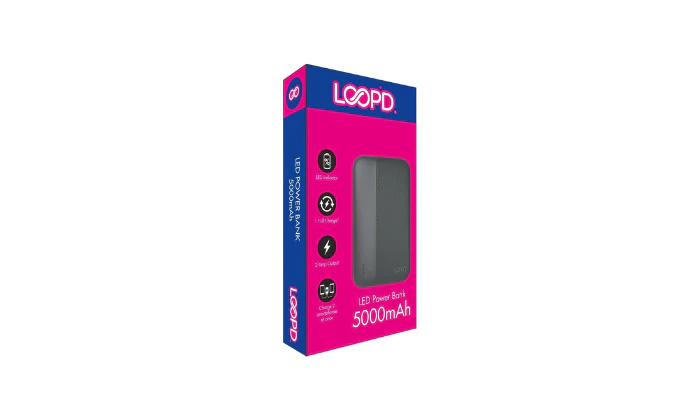LOOPD 5000mAh 4LED Powerbank - Black