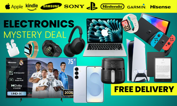 Mega Electronics Mystery Deal - Samsung S25, Apple MacBook Air 13",  Hisense 75" TV, PS5, Nintendo & More!