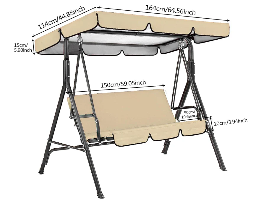 MFurn 3 Person Garden Swing Chair With Canopy & UV Protection - Image 5
