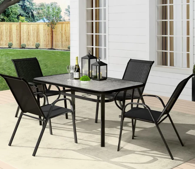 MFurn Leah 6- Piece Outdoor Dining Set With Umbrella - Image 2