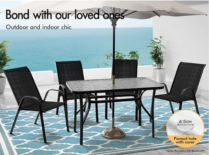 MFurn Leah 6- Piece Outdoor Dining Set With Umbrella - Image 4