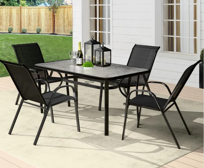 MFurn Leah 6- Piece Outdoor Dining Set With Umbrella - Image 5