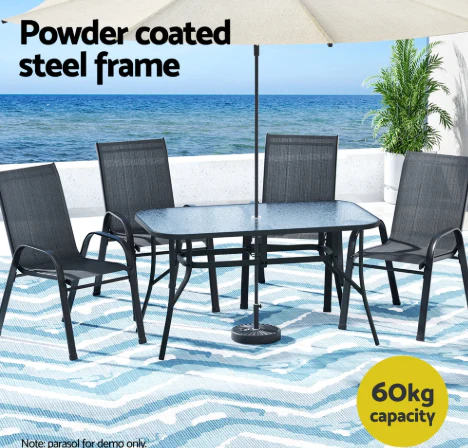 MFurn Leah 6- Piece Outdoor Dining Set With Umbrella - Image 6