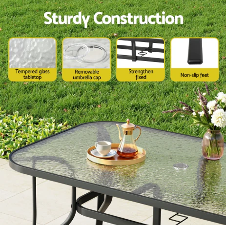 MFurn Leah 6- Piece Outdoor Dining Set With Umbrella - Image 8