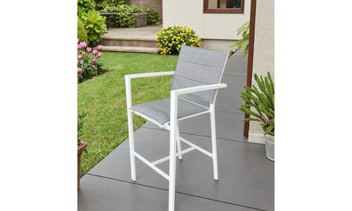 MFurn Padded Aluminium Outdoor Bar Chair – Textilene Seat - Image 3