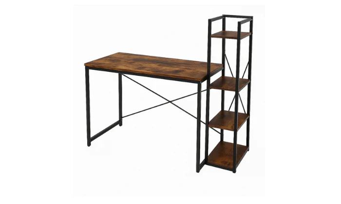 MFurn Rustic Industrial Desk with Side Shelves - Image 2