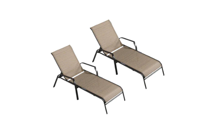 MFurn SunGod 2-Piece Chaise Lounge Set – 5-Position Folding Outdoor Recliners